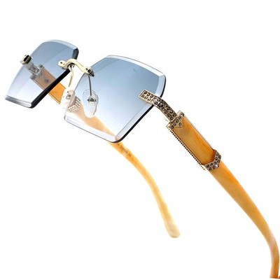 Rimless Sunglasses Men Women Fashion Rhinestone Shades Trendy Eyewear R Newetro