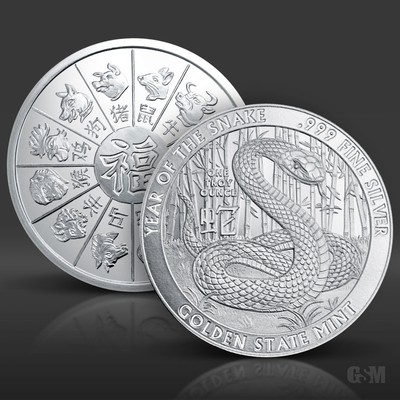 #ad 1 oz Year of the Snake 2025 Silver Round $85.86