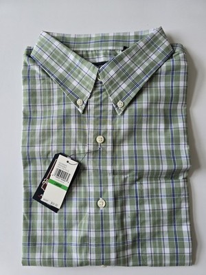 NWT Arrow USA 1851 Shirt Men's Large Green Plaid Button Up, Short Sleeves