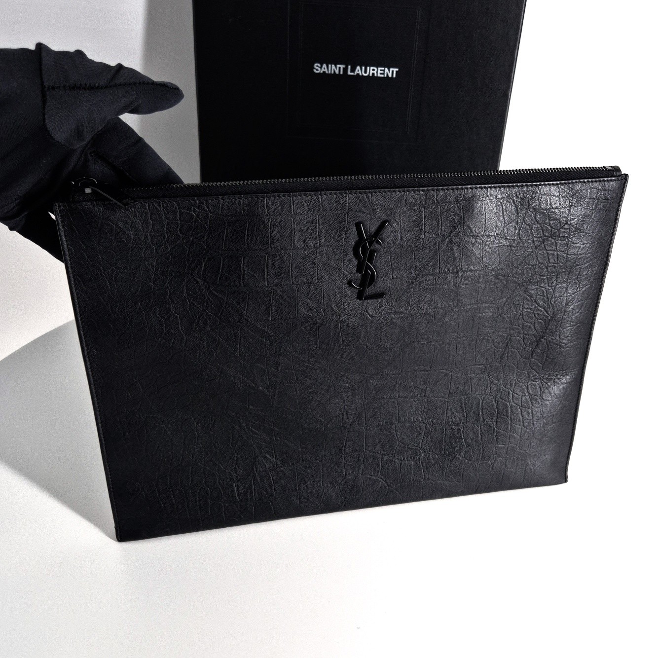 Borsa pochette Saint Laurent Monogram nera grande 534680 133540467