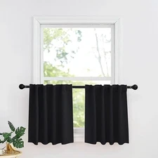 RYB HOME Blackout Curtains in Black Privacy in any room 34" width x 24" length