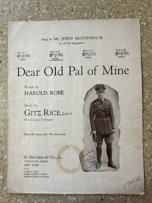 Vintage 1918 Dear Old Pal Of Mine Sheet Music by Robe & Rice 