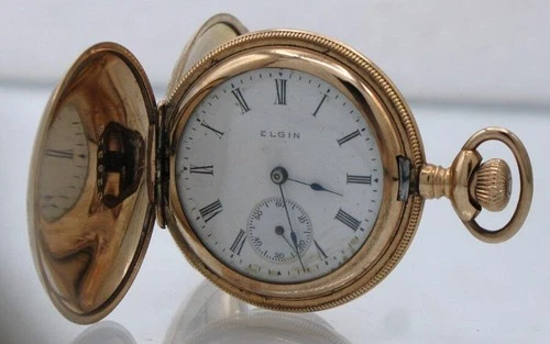 ANTIQUE 1911 ELGIN POCKET WATCH 14K GF SIZE 0 15j GRADE 354 ETCHED HUNTER CASE