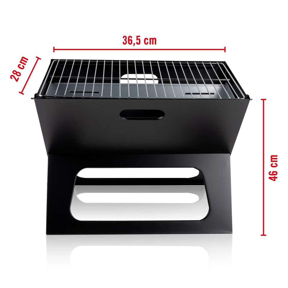 BBQ Collection Barbecue portable pliable foyer et grille séparés noir - Photo 2/4