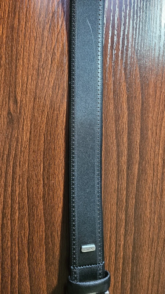 Cinturón de vestir de cuero con patrón láser borde pluma 1 1/4" TALLIA X4640 para hombre, negro 36 Foto 4 de 4