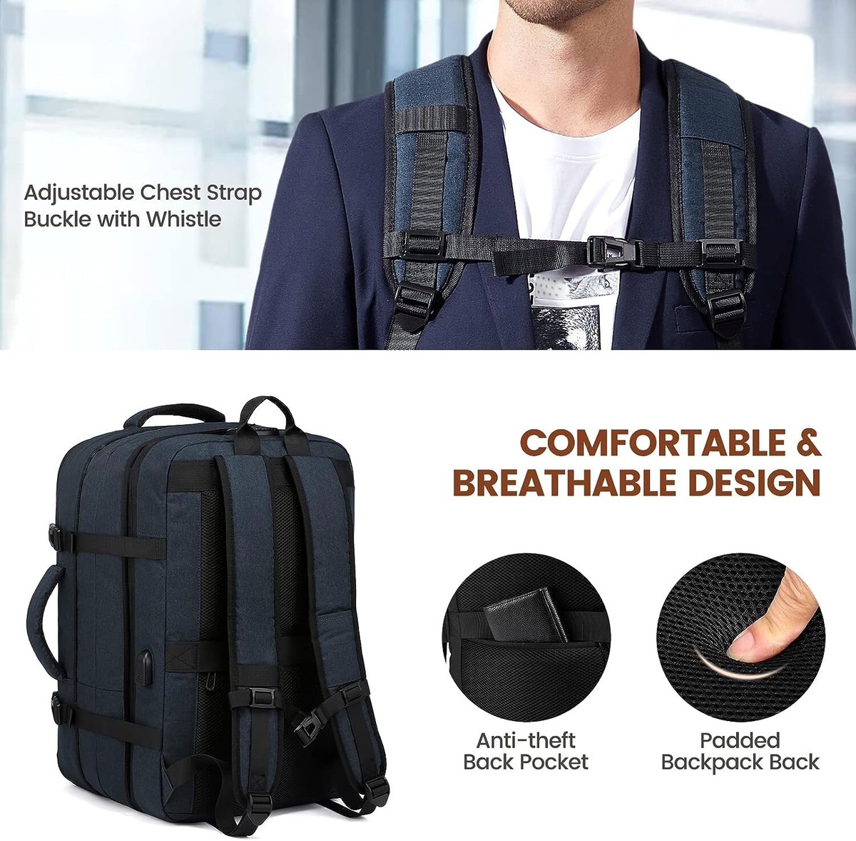 LOVEVOOK Sac à Dos Cabine Grand 30L, Sac à Dos Voyage Avion