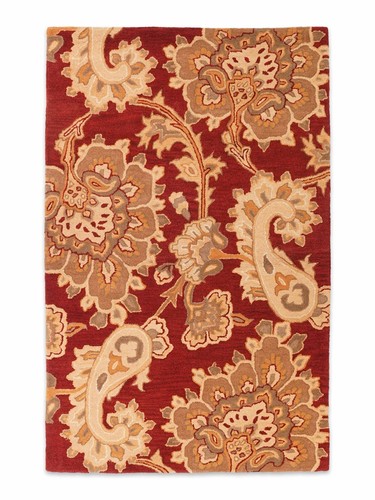 Alfombra ecológica de lana acolchada a mano floral roja oscura BBH Homes BBK00151 - Imagen 38 de 48