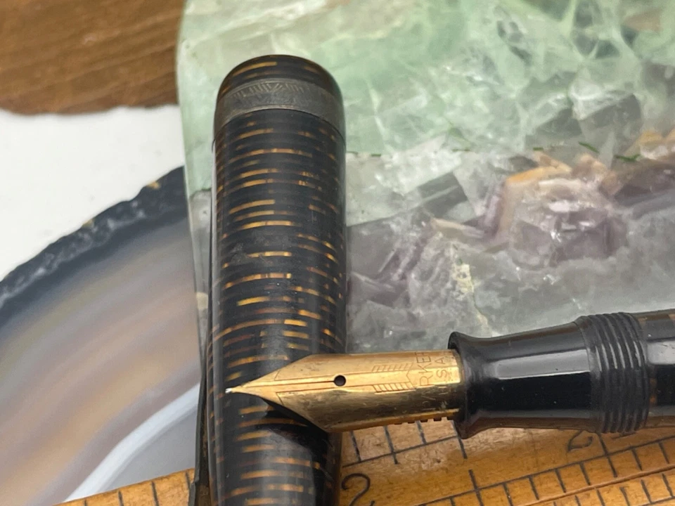 Pluma Estilográfica Vacuática Parker Diamante Azul De Colección (década de 1940) 14 k Nuevo en Caja--2944.24 Foto 4 de 4