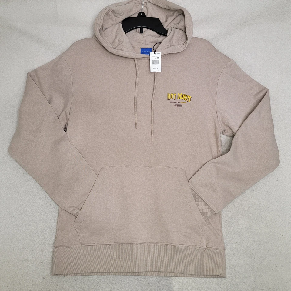 Hot Donuts Hombres SUÉTER PEQUEÑO BEIGE AMARILLO EXTERIOR SUDADERA CON CAPUCHA Ropa Activa Polar Nuevo con Etiquetas Foto 4 de 4