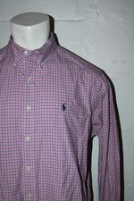 EUC Polo Ralph Lauren Classic Fit Pink  Blue Gingham Plaid Dress Shirt 17 36 37