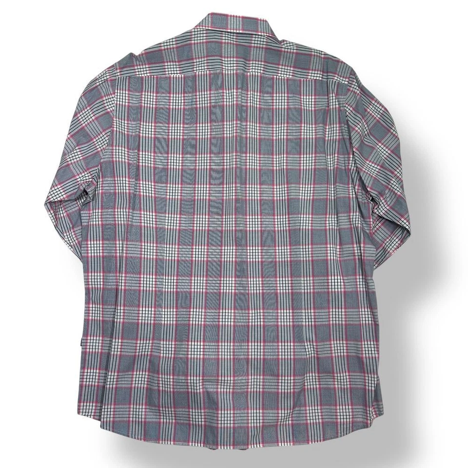 Camisa de vestir Hugo Boss para hombre gris y rosa a cuadros con botones manga larga XL Foto 2 de 4