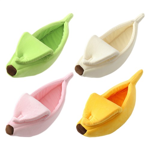 Banana Pet Bed Fluffy Shape Dog Cat Winter Puppy Kitten Warming Sleeping Nest
