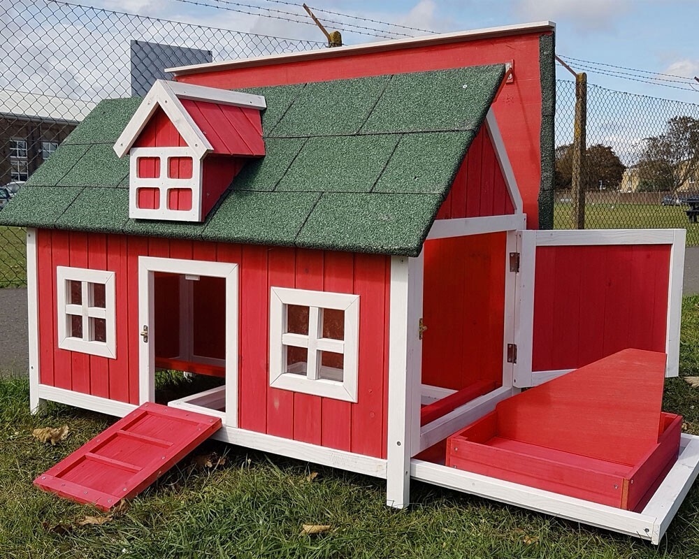 CHICKEN COOP HEN HOUSE POULTRY ARK HOME NEST BOX COOPS  RED