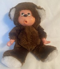 Large 10  Monchhichi Brown Monkey/Brown Eyes/Freckles/Thumb Sucking/Open Mouth