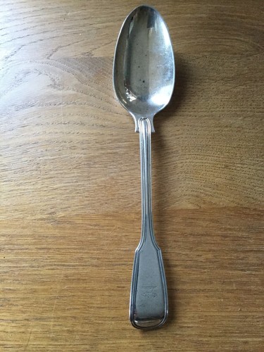 ANTIKER MASSIVER SILBER GEIGE FADENMUSTER TISCH - SERVIERLÖFFEL LONDON 1851 - Bild 1 von 5