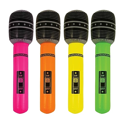 Inflatable Microphone Fancy Dress Prop 25cm Blow Up Neon Party Gig Festival Mic