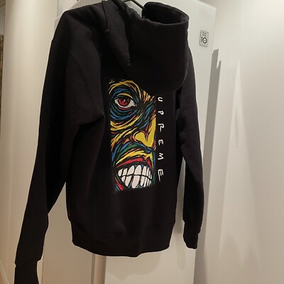 SUPREME Zip Up Hoodie Print x Black M