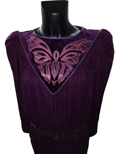 Vestito Donna Inverno Lana Velluto Elegante Cosplay 44 46 Viola Blu Selene Moda - Foto 4 di 31