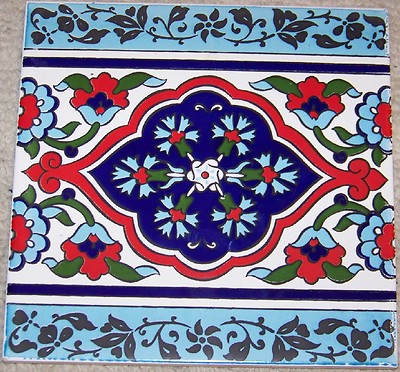 Defective 20 Light Blue 8''x8'' Turkish Ottoman Iznik Floral Ceramic Tile BORDER