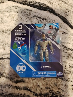DC Spin Master 2022 Cyborg 4'' Figure with 3 Surprise Accessories