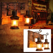 Industrial Rustic Lantern Glass Wall Light Fixture Loft Outdoor Wall Sconce Lamp