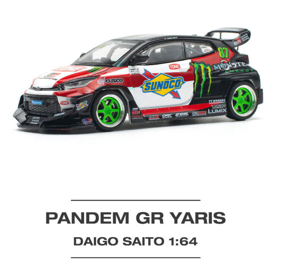 Гоночный автомобиль Toyota Pandem GR Yaris - Дайго Сайто в масштабе 1:64, изготовленный на заказ, PR640106