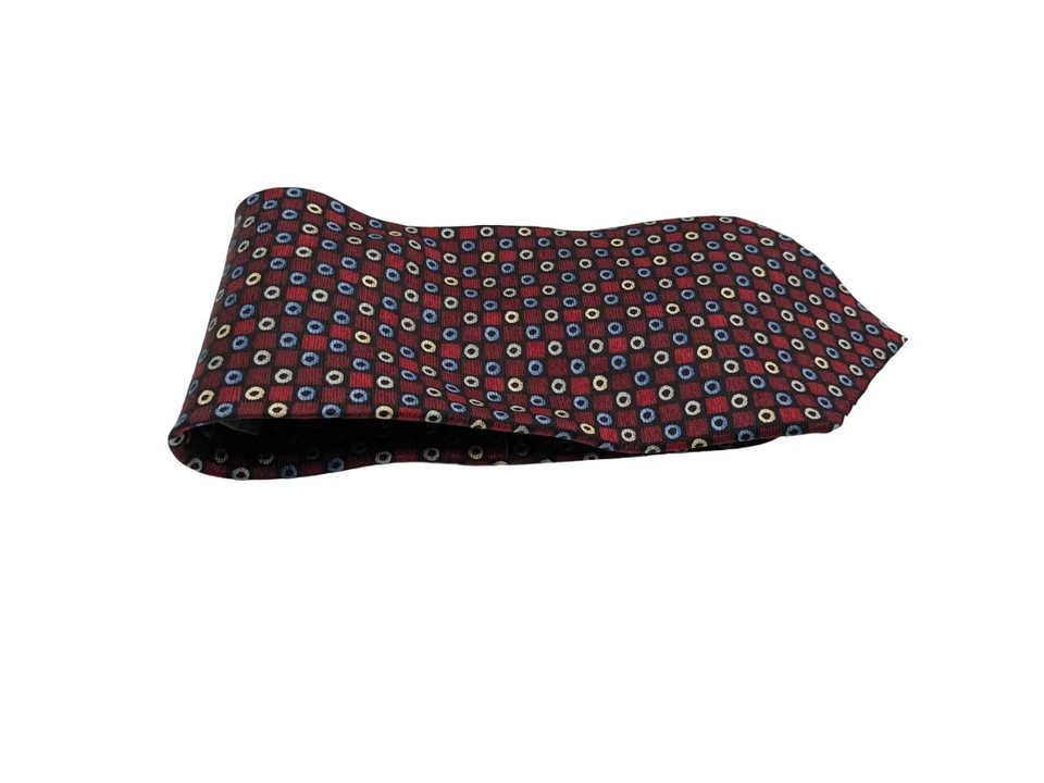 Corbata para hombre Gianfranco Ruffini 100 % seda geométrica diseñador roja, azul y blanca Foto 3 de 4