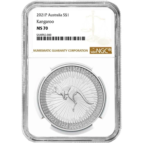 Australia 2021 $1 1-oz Silver Kangaroo NGC MS70 Brown Label