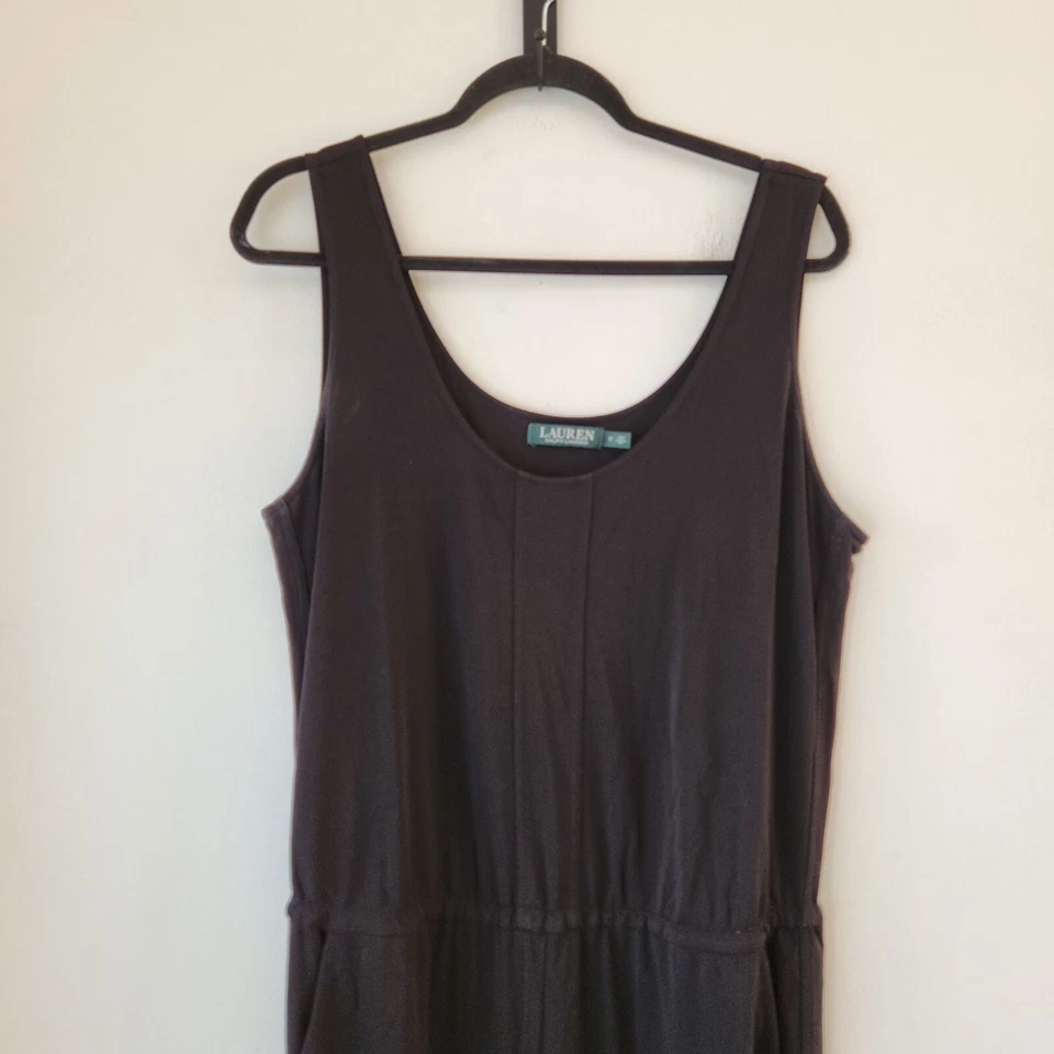 Lauren Ralph Lauren LRL Stretch Black Jumpsuit Sleeveless Pockets Women's 1X - Image 2 of 4
