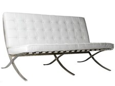 Canapé 2/3 personnes en cuir pleine fleur blanc BARCELONA