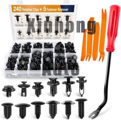 240pcs Car Body Plastic Trim Retainer Fastener Clips Push Pin Fender Bumper Tool