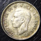 1944 Canada 10 Cent Silver, George VI, .800 Silver