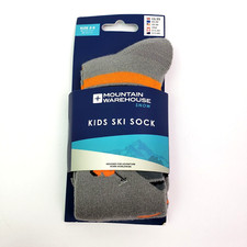 Mountain Warehouse Snow Kids Size 2-5 Gray Orange Ski Socks 1 Pair