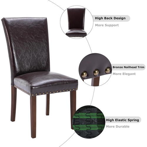 A420darkbrownl Leather Dining Chairs Set Of 2 Ldarkbrown - Picture 7 of 9