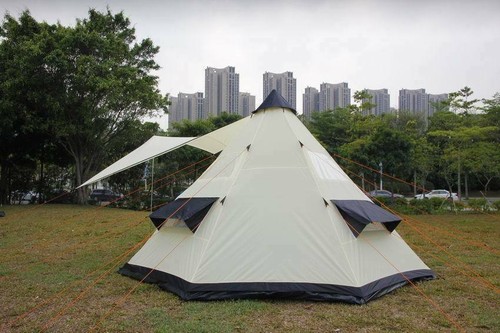 Tent with Awning 8 Person Tipi Camping Tent Bell Tent with Ground Sheet 4M - Picture 8 of 8