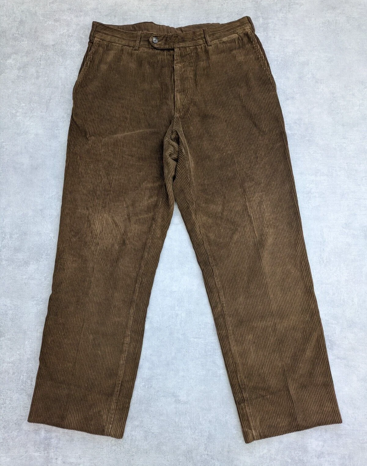 Pantalone Burberry uomo W34 L28 marrone velluto a coste dritto elasticizzato cordoncino chino 52