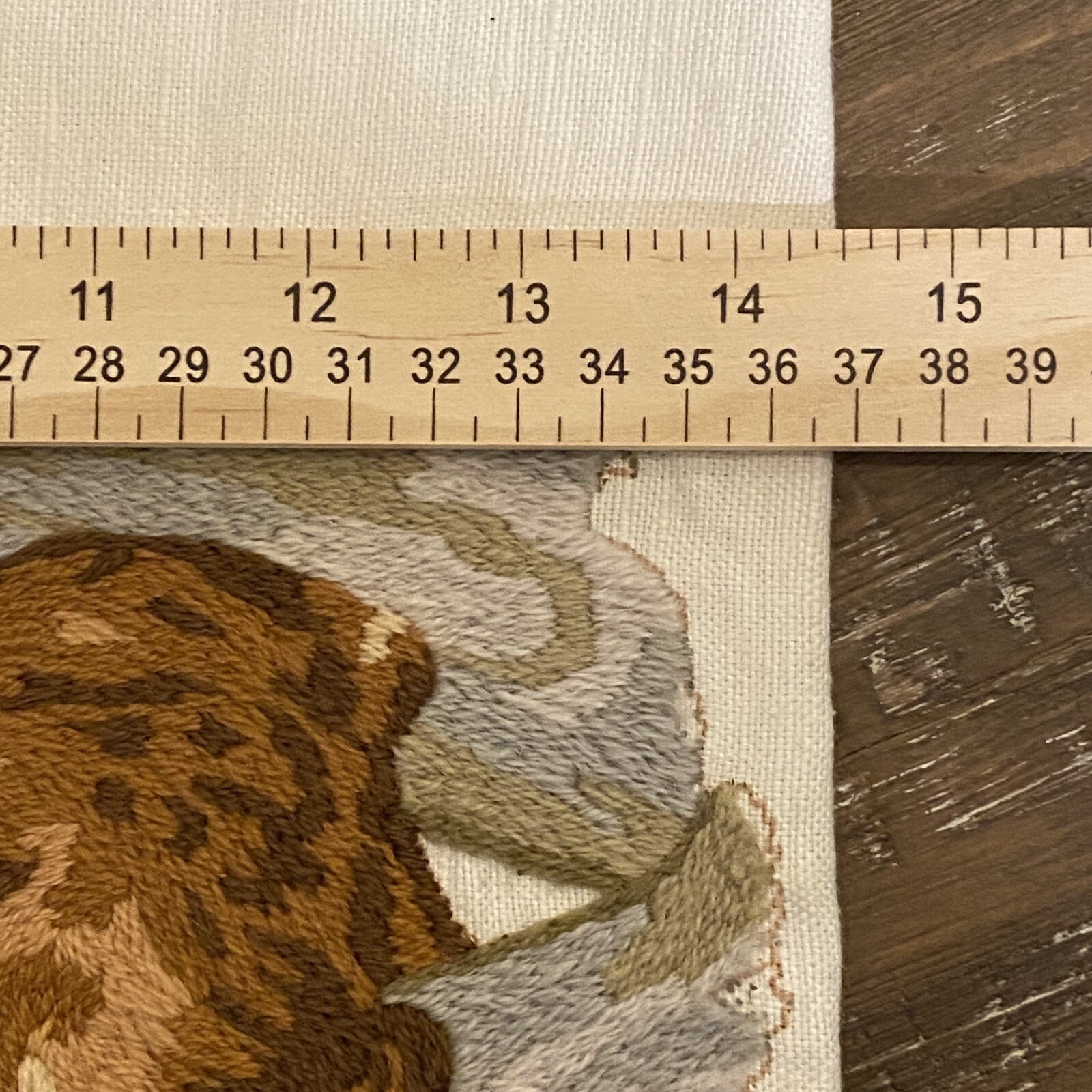 Vtg Crewel Embroidery Brown Bear Cubs Climbing Tree Bees Finished