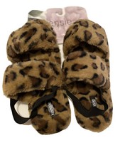NEW KENSIE WOMEN'S NATURAL WITH MEMORY FOAM LEOPARD SLIPPERS SIZE:9