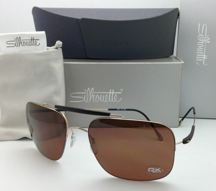 New Titanium SILHOUETTE Sunglasses 8657 6201 Gold Frames Brown