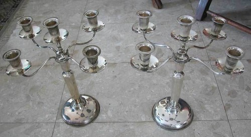 LOVELY SOLID STERLING SILVER PAIR OF CANDELABRAS