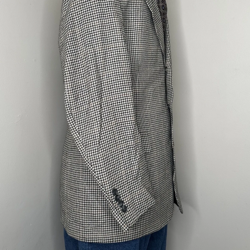 De Colección Yorke Para Hombres 40R 44" Blazer Abrigo Deportivo Traje Chaqueta Beige Lana Seda Lino 3 Btn Foto 4 de 4