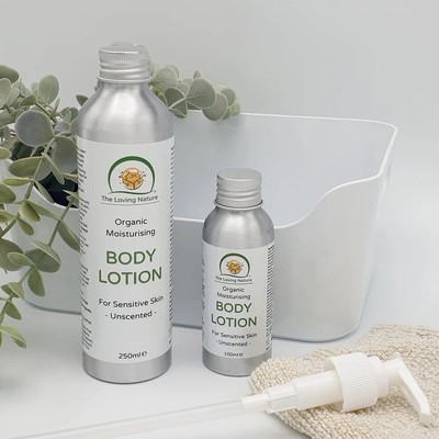 Natürliche Bio Bodylotion. Duftfreie Feuchtigkeitscreme für empfindliche Haut
