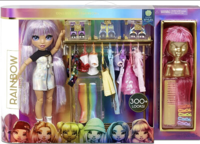 Rainbow High FASHION STUDIO inkl. exklusiver Puppe 2 glitzernde Perücken Avery Styles