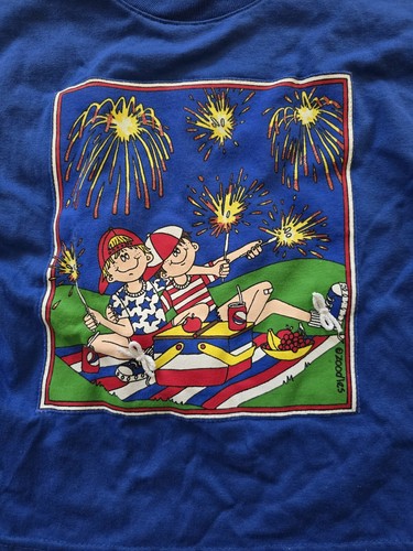 Vintage Zoodles 4th Of July Independence Day T shirt Kid SZ 8 NOS - Picture 3 of 6