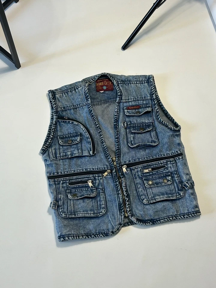 Chaleco utilitario de mezclilla vintage Marlboro Classics para hombre con varios bolsillos talla M Foto 3 de 4