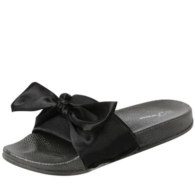 Womens Bow Knot Slide Sandal Mules Slipper Shoes Open Toe Low Flat