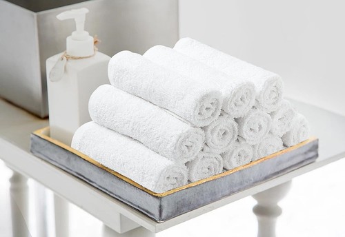 100% Cotton Face Cloth White Soft Flannels Washcloths Fingertip Towels 500-GSM - Picture 3 of 7