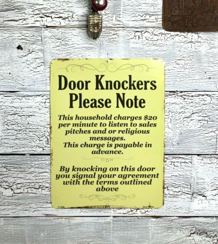 DOOR KNOCKERS PLEASE NOTE -KEEP AWAY NOVELTY FUNNY METAL DECORATIVE SIGN  U38 | eBay