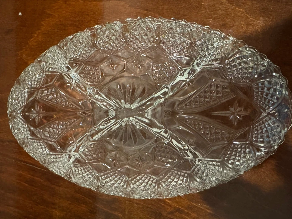 Anchor Hocking Glass DIVIDED RELISH TRAY Prescut Clear Vtg EAPC - Image 2 of 4