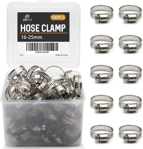 Hose Clamp, 100 Pack Stainless Steel Hose Clamps Worm Gear Fuel Line Pipe Clamps - Picture 11 of 12
